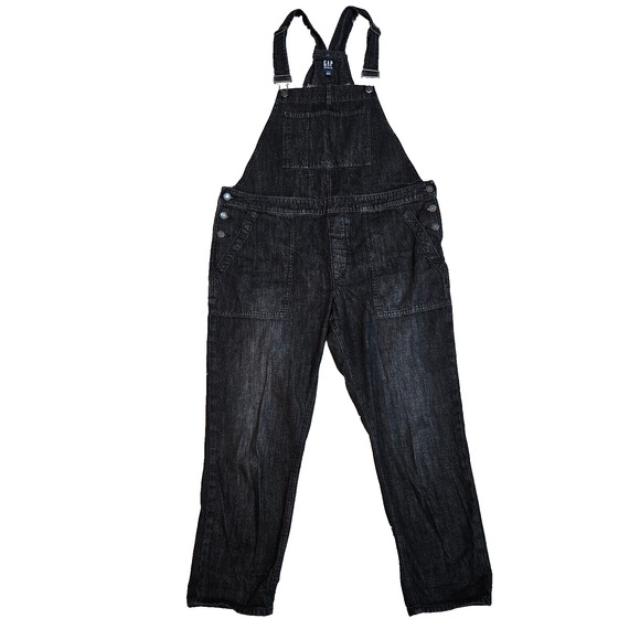 GAP Denim - Gap Overalls Women's Washed Black Straight Leg Denim Pockets Casual Size Large